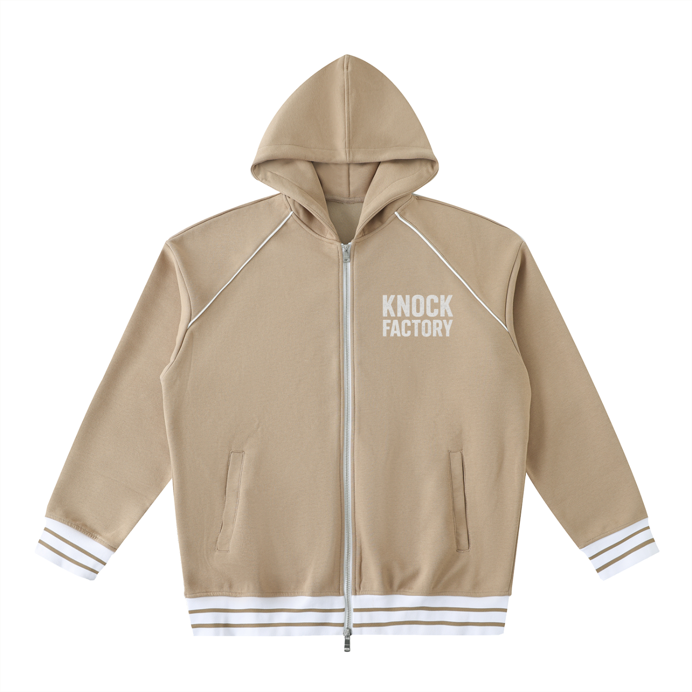 KF Striped Trim Zip-Up Hoodie