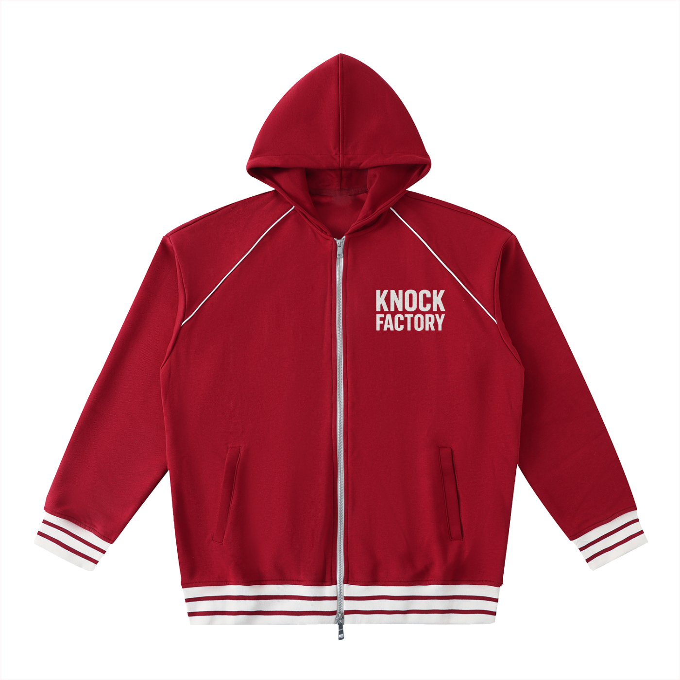 KF Striped Trim Zip-Up Hoodie