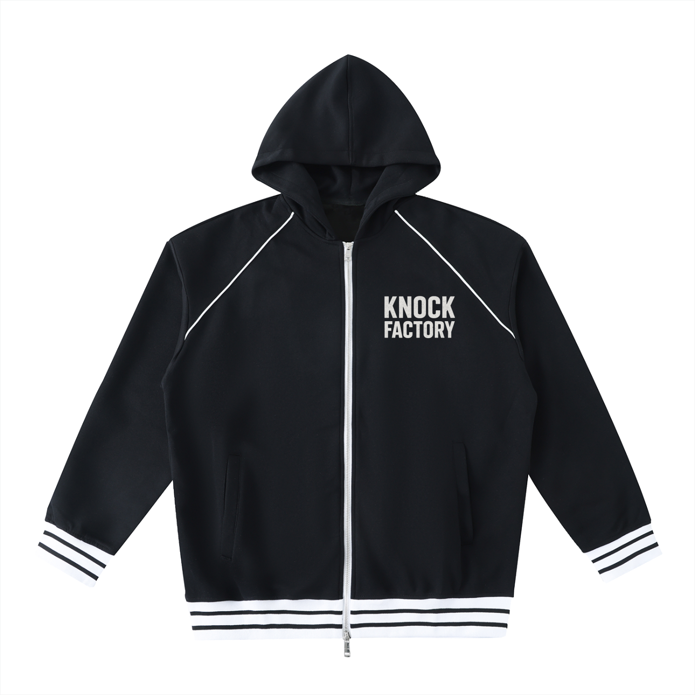KF Striped Trim Zip-Up Hoodie